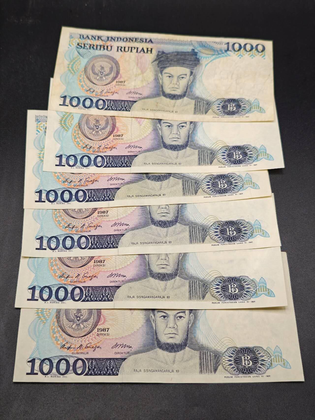 【淘币小摊】实时拍第七百八十二拍   无佣金纸币福利场   满百包邮可预留二周 每周一统一发货   印尼1000卢比6张