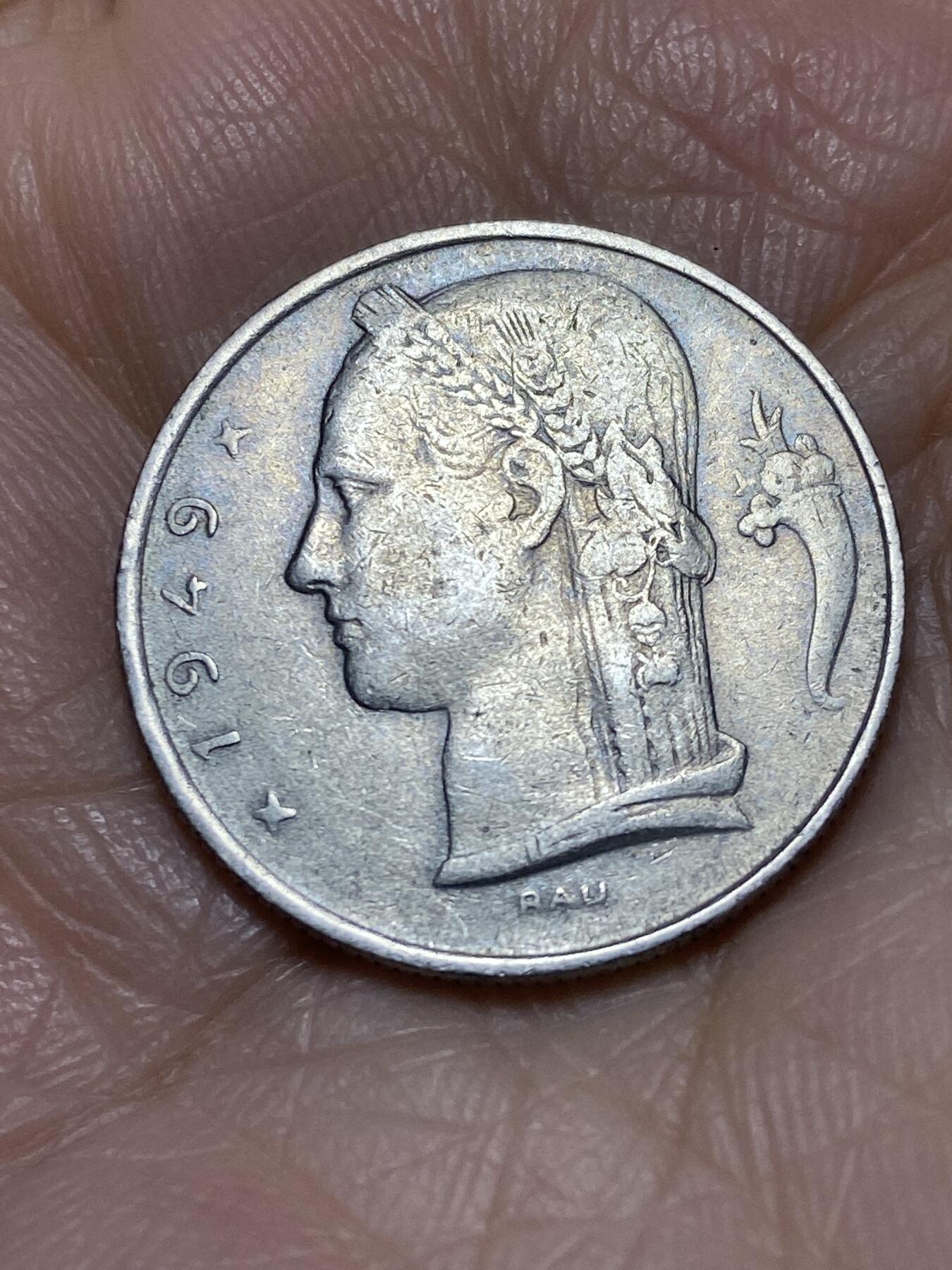 2025年第一百二十场(总第一百四十六场）外国好品散币(免佣金) 比利时🇧🇪1949年5法郎(博杜安一世，法语版)