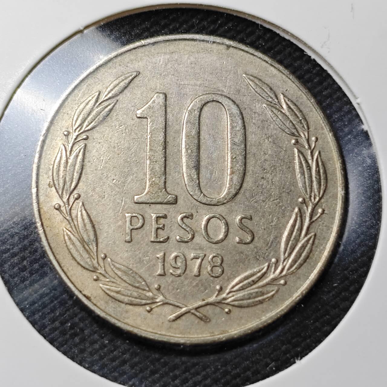 KK钱币收藏小铺  第362场  2月预留时间 周末发货  1978智利10比索 自由女神