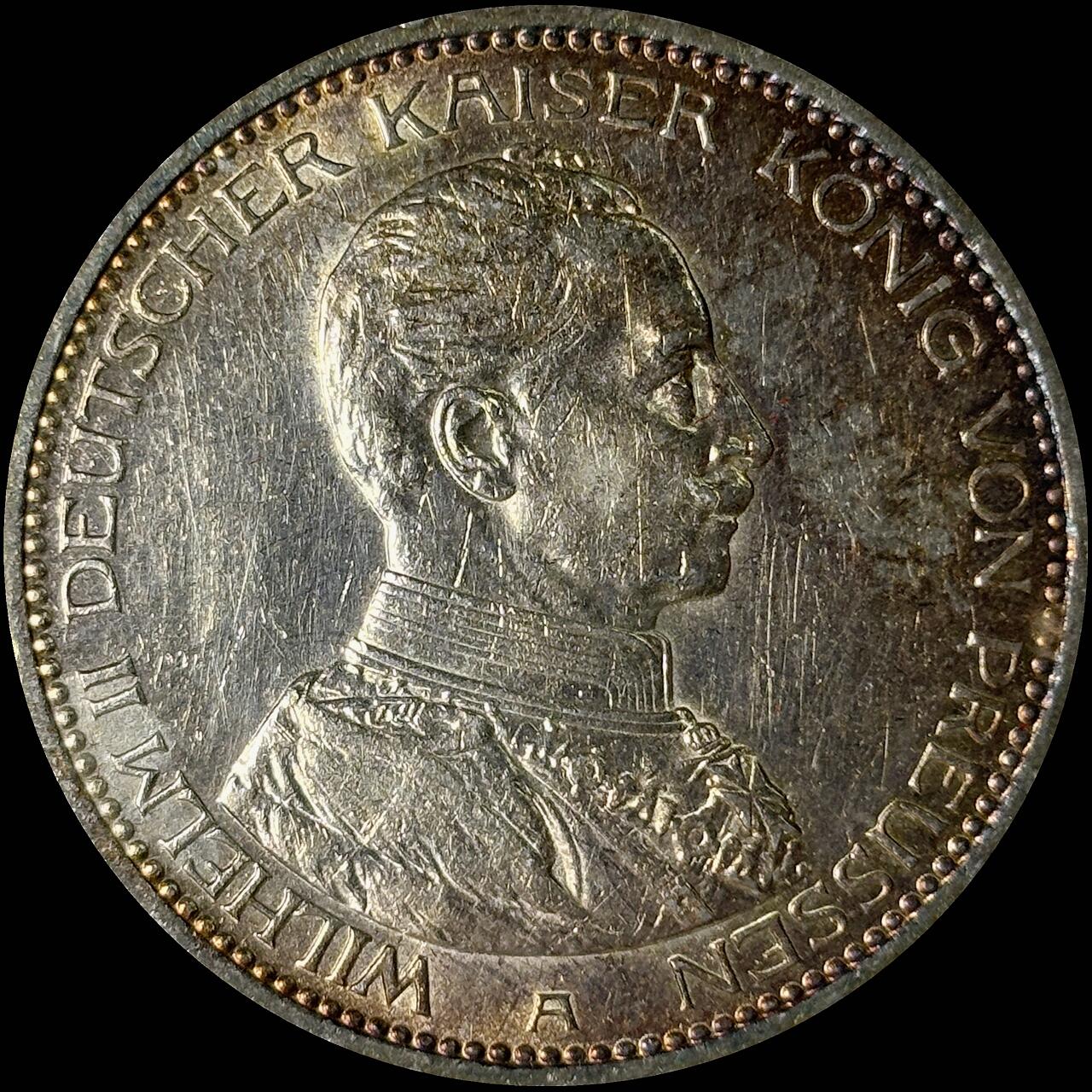 【雨安】【世界币章112-113期】周五/周六 两场连拍 2025-10-31 周五 19:30 保真 8秒倒数自动落锤 高效拍卖  [裸币德国] Germany 德国 帝国 普鲁士 5马克 (1913-1914) 军装 1914年