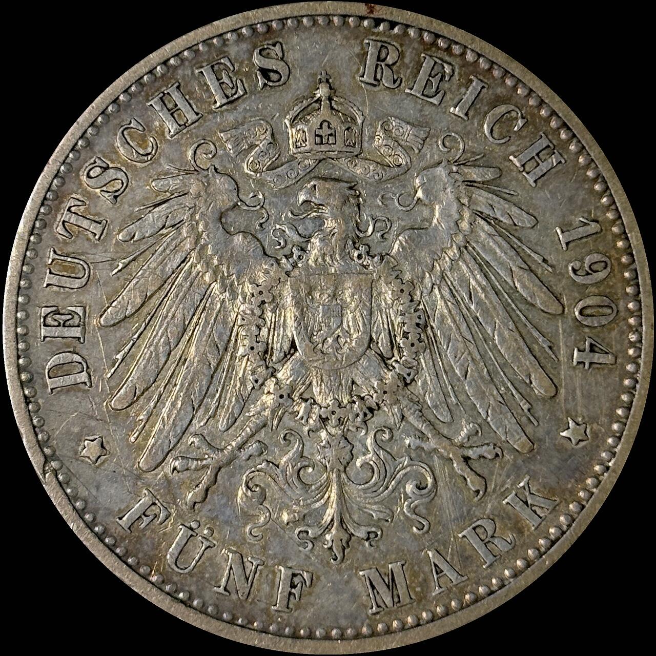 【雨安】【世界币章112-113期】周五/周六 两场连拍 2025-10-31 周五 19:30 保真 8秒倒数自动落锤 高效拍卖  [裸币德国] Germany 德国 帝国 普鲁士 5马克 威廉一世 1876年