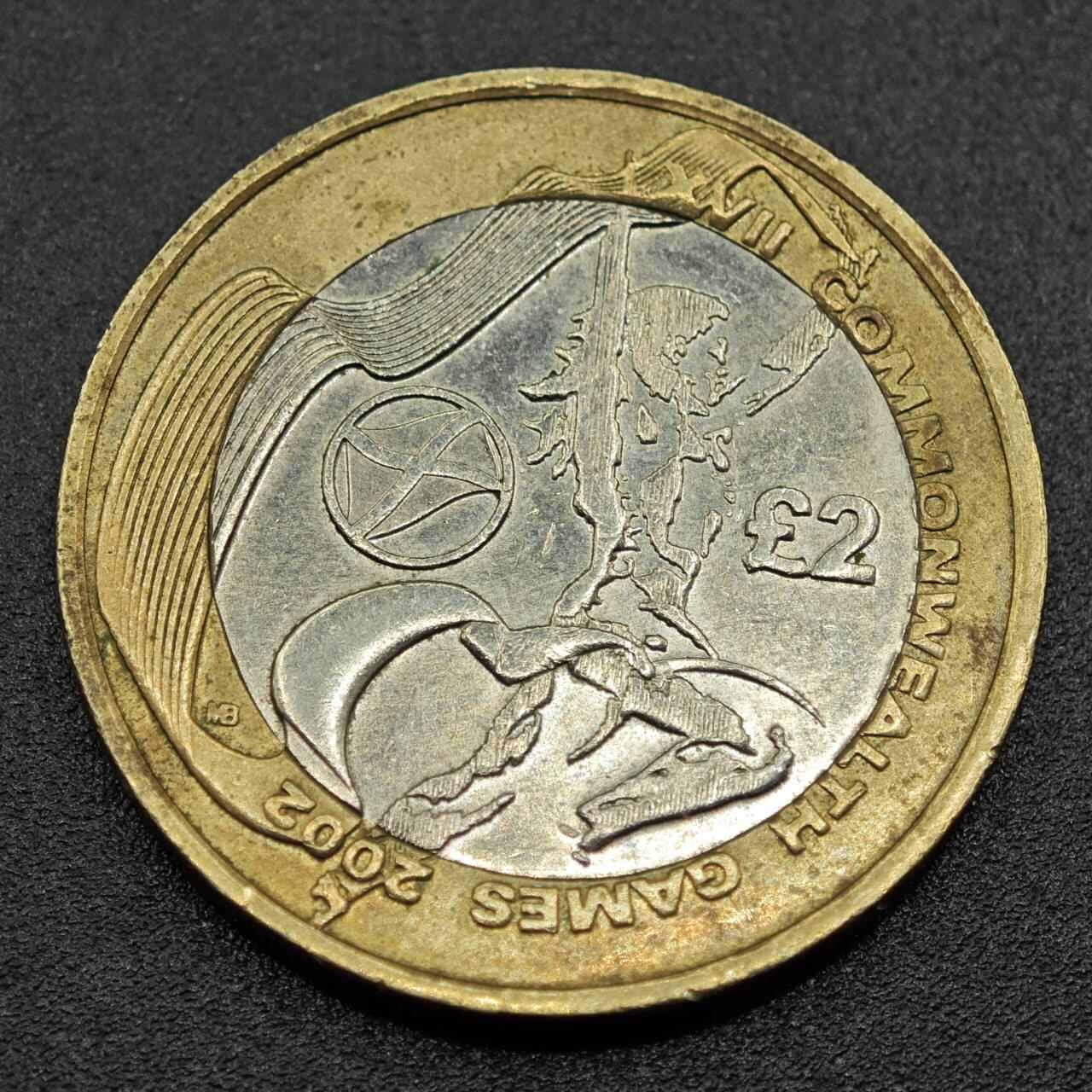 【淘币小摊】实时拍第七百八十一拍   散币场   满百包邮可预留二周 每周一统一发货   英国2002年英联邦运动会2镑纪念币