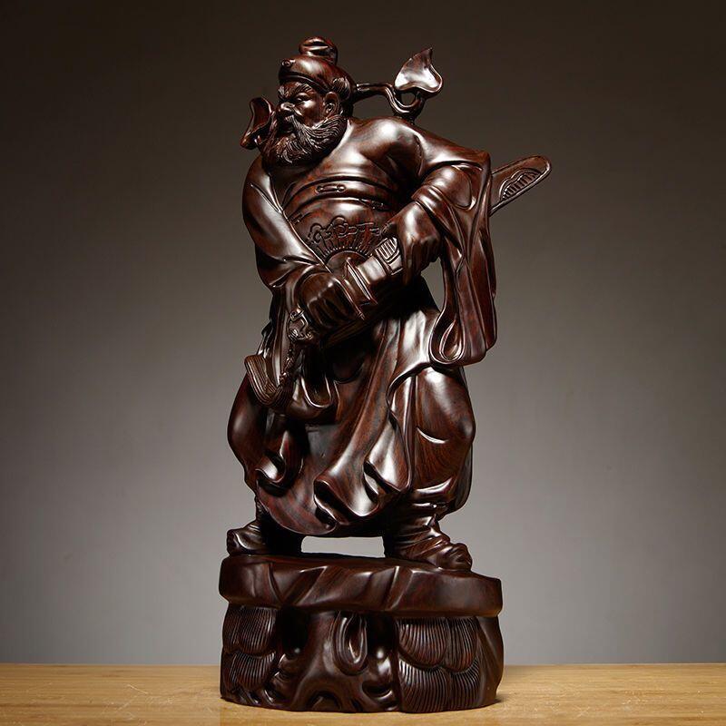 听雨轩（13） 黑檀实木雕刻 天师钟馗神像摆件 高约15厘米