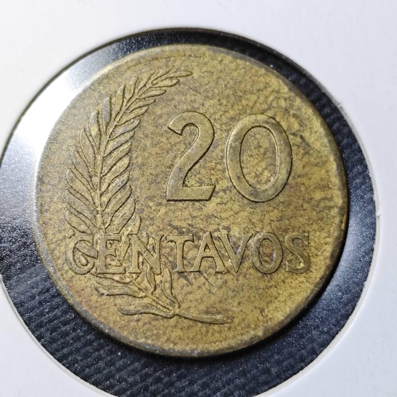 KK钱币收藏小铺  第362场  2月预留时间 周末发货 1964秘鲁20分铜币 