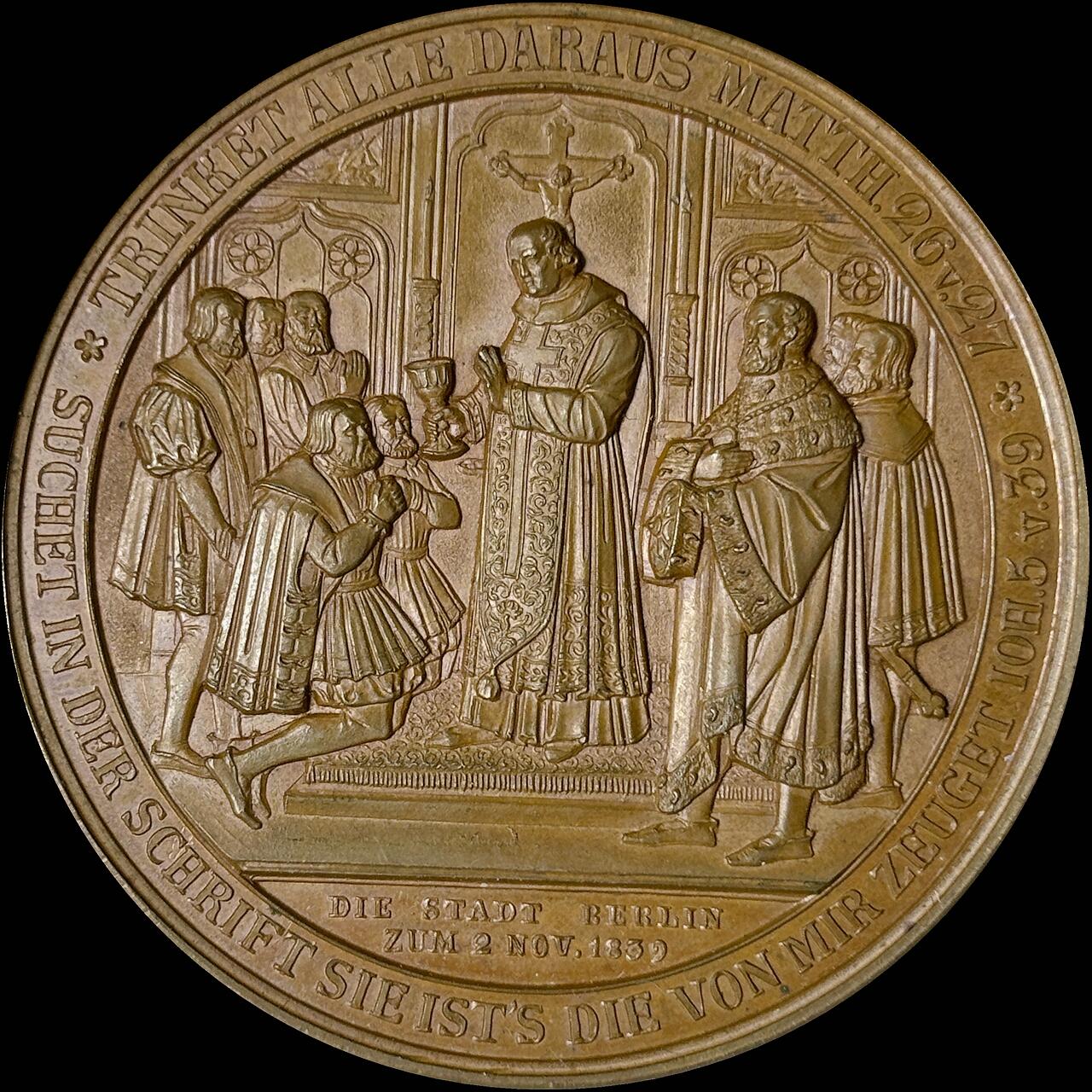 【雨安】【世界币章112-113期】周五/周六 两场连拍 2025-10-31 周五 19:30 保真 8秒倒数自动落锤 高效拍卖  [章] Germany 章 德国 1839年 宗教改革 铜章 56.5克, 45mm