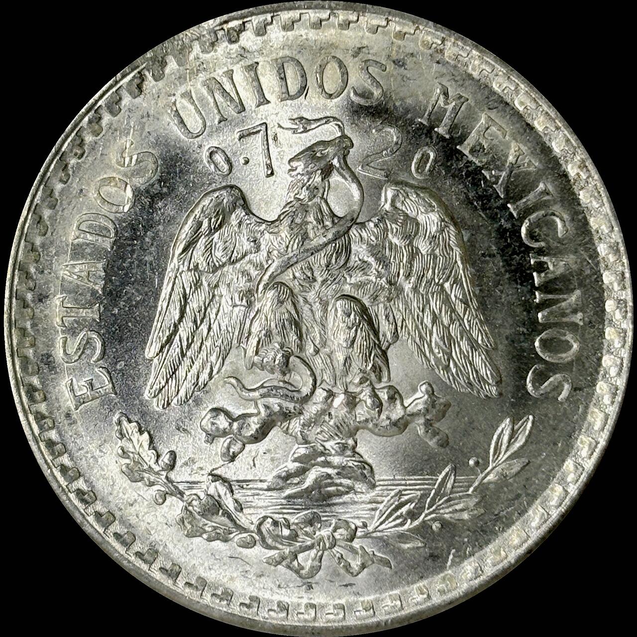 【雨安】【世界币章112-113期】周五/周六 两场连拍 2025-10-31 周五 19:30 保真 8秒倒数自动落锤 高效拍卖  [裸币各国] Mexico 墨西哥 1比索 1945年 KM# 455 [16.66 g., 0.720 Silver]