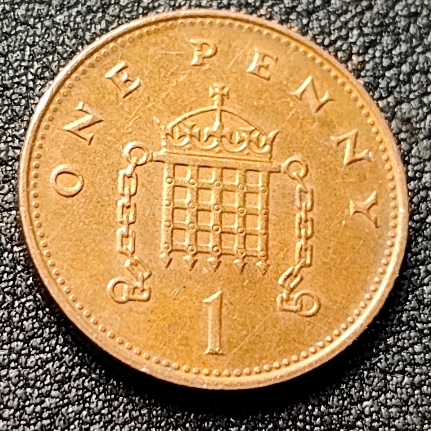 泉币菌-第120场-精品福利场 英国1998年1便士紫铜币 威斯敏斯特宫徽章 20.3mm