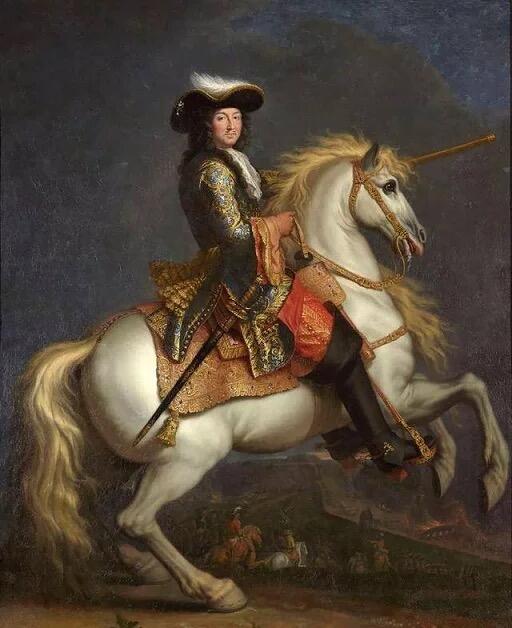 【艺术】法国艺术大章 太阳王路易十四 戎装骑马像高浮雕精制超大镀金章 65MM 130克 