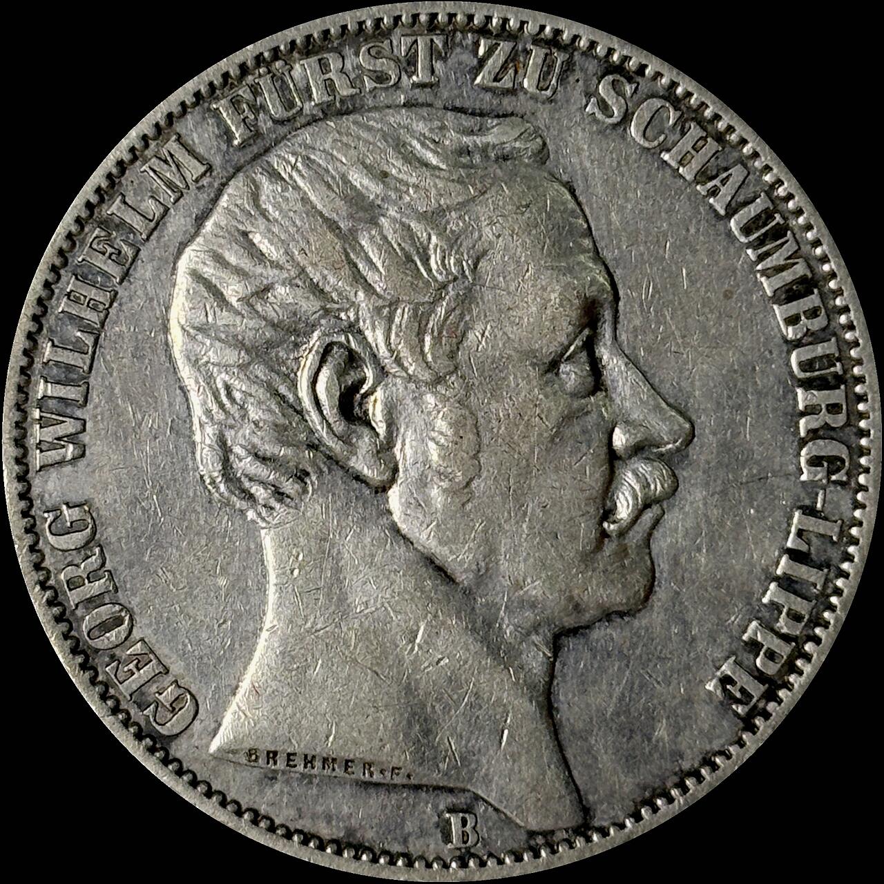 【雨安】【世界币章112-113期】周五/周六 两场连拍 2025-10-31 周五 19:30 保真 8秒倒数自动落锤 高效拍卖  [裸币德国] Germany 德国 德意志 1泰勒 Schaumburg-Lippe绍姆堡-利珀 Thun.389 KM#0046 1860年