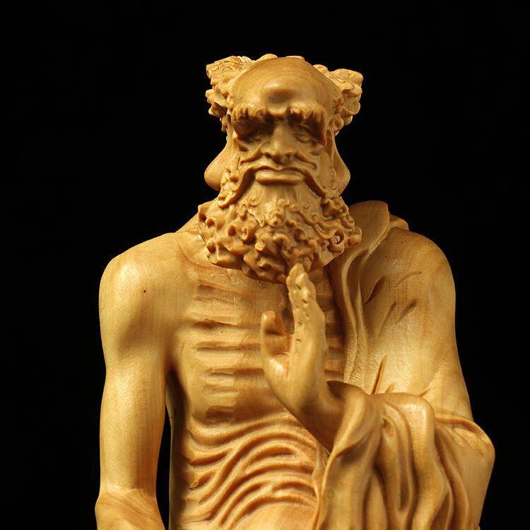 听雨轩（13） 黄杨木坐禅达摩祖师摆件木雕 9cm