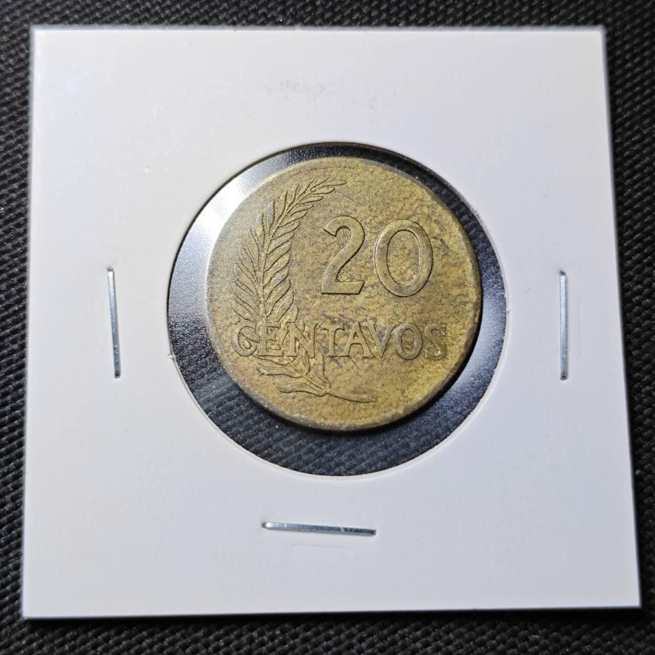 KK钱币收藏小铺  第362场  2月预留时间 周末发货 1964秘鲁20分铜币 