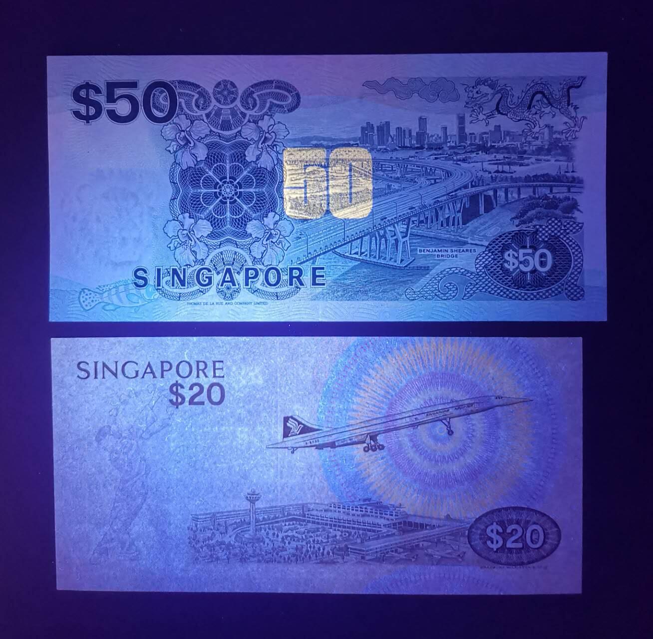 《艾美收藏》第218期-11.2周日外币荟萃 (2张)新加坡船版50元UNC无47 角不太绝 原票原汁原味&鸟版A冠20元UNC无4
