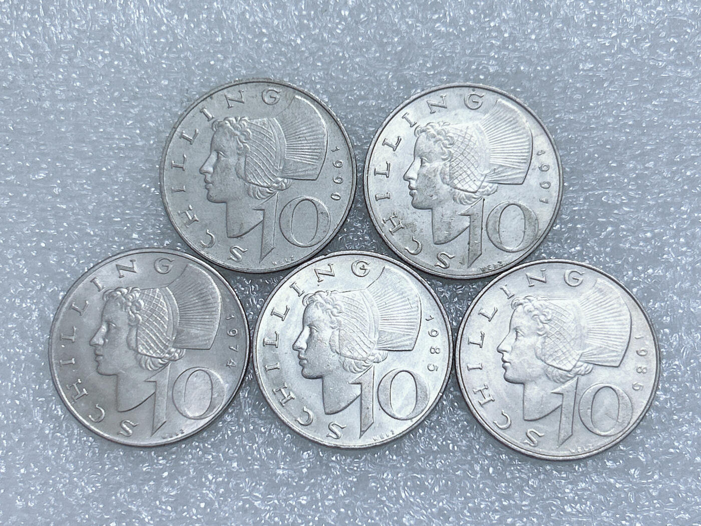 第一海外回流一元起拍收藏 散集专场  第260期 奥地利10先令硬币5枚 原光好品