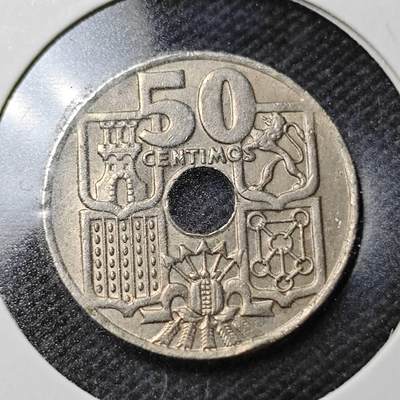 KK钱币收藏小铺  第362场  2月预留时间 周末发货 -  1949西班牙50比塞塔