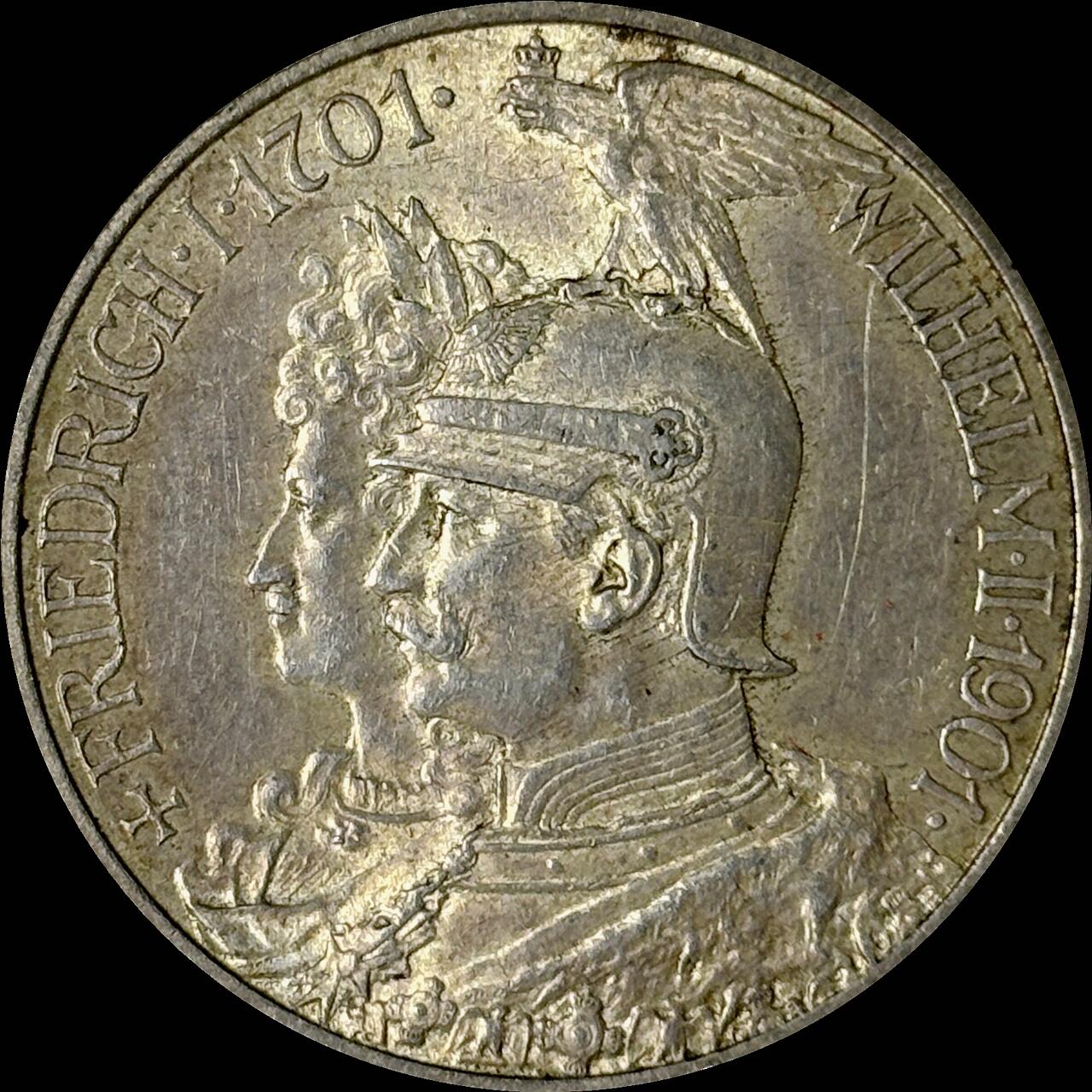 【雨安】【世界币章112-113期】周五/周六 两场连拍 2025-10-31 周五 19:30 保真 8秒倒数自动落锤 高效拍卖  [裸币德国] Germany 德国 帝国 普鲁士 2马克 (1901) 建国 1901年