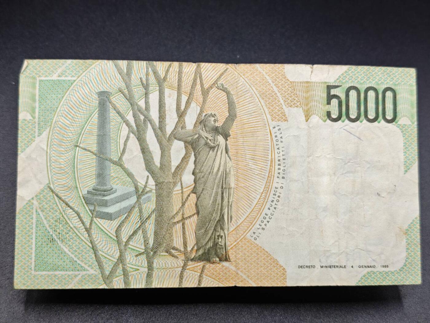 【淘币小摊】实时拍第七百八十二拍   无佣金纸币福利场   满百包邮可预留二周 每周一统一发货   意大利5000里拉