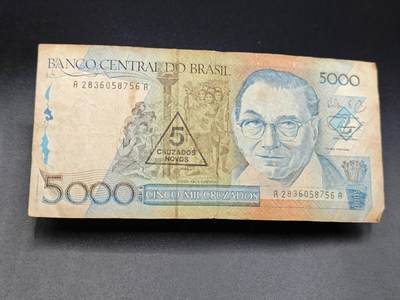 【淘币小摊】实时拍第七百八十五拍   无佣金纸币福利场   满百包邮可预留二周 每周一统一发货   - 巴西5000克鲁塞罗