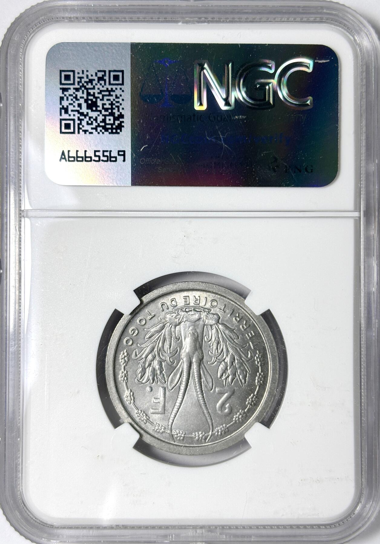 【雨安】【世界币章112-113期】周五/周六 两场连拍 2025-11-01 周六 19:30 保真 8秒倒数自动落锤 高效拍卖 [评级非洲] Togo 多哥 2法郎 1948年 NGC-MS65