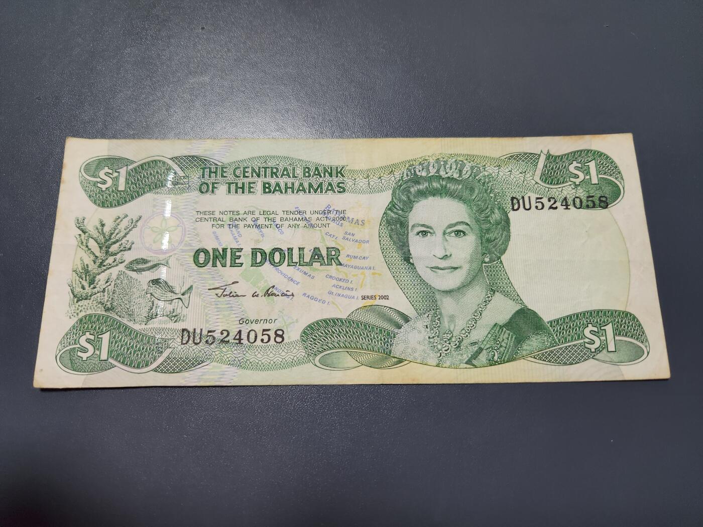 11月1号晚上8点 外国纸币自动截拍第50场 巴哈马1元女王原票