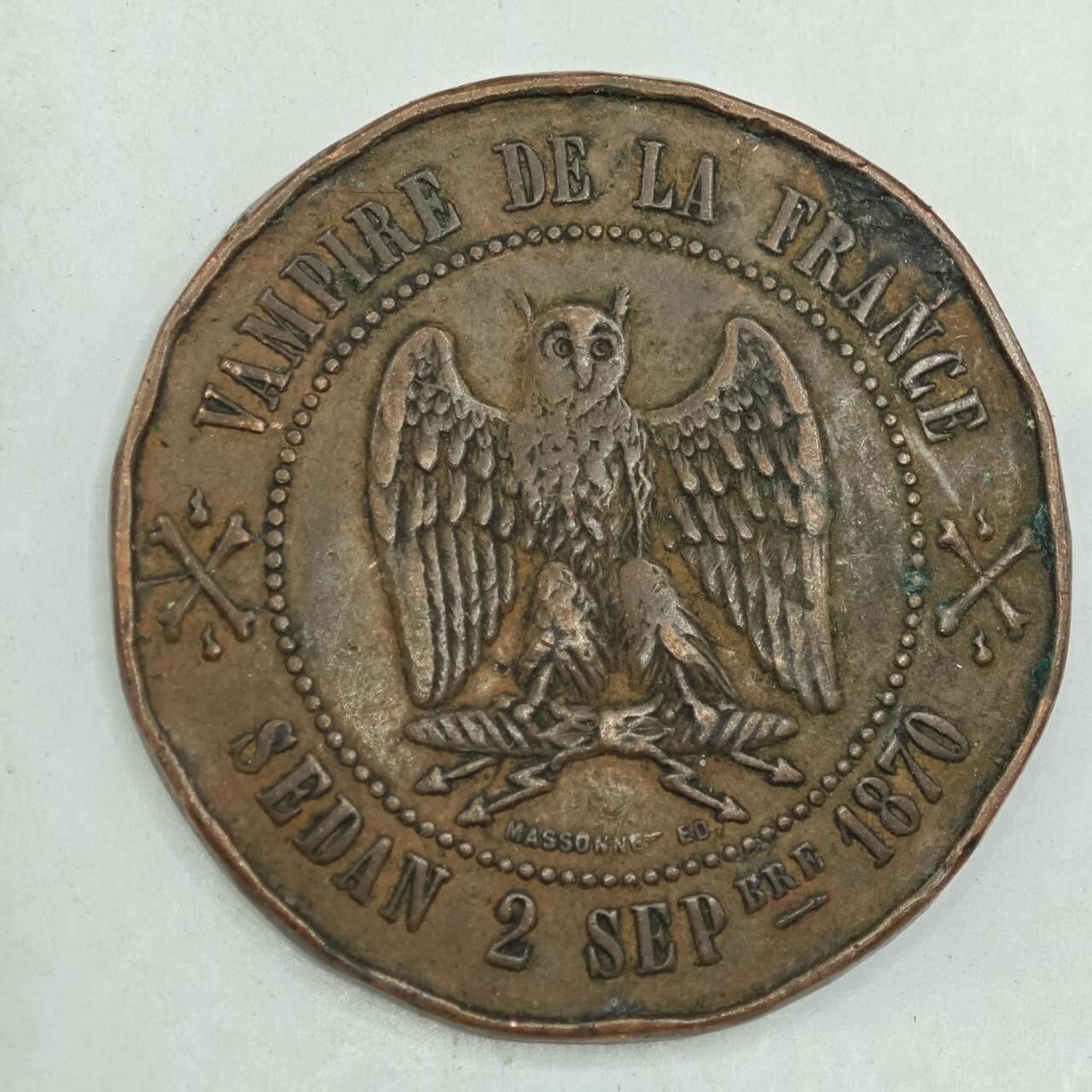 【淘币小摊】限时拍第七百八十四拍  老铜币场  满百包邮可预留两周  周一统一发货  法国1870年拿破仑三世铜币