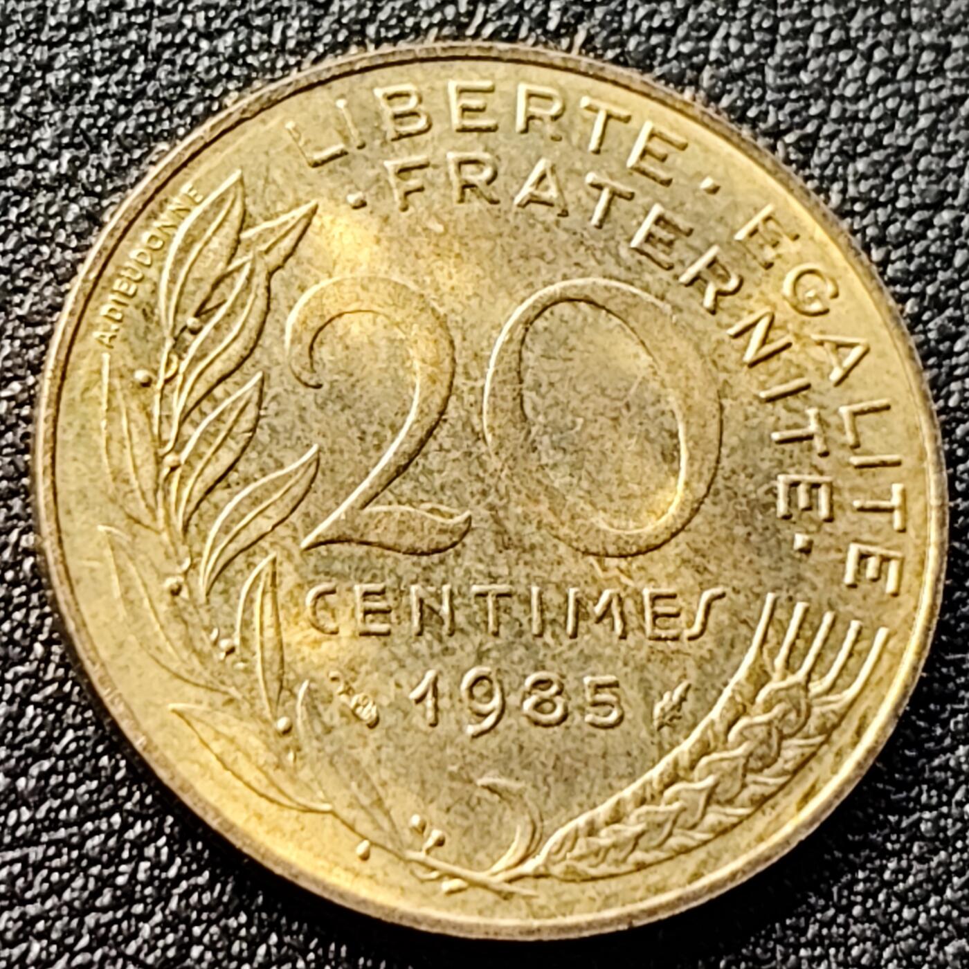 泉币菌-第122场-精品福利场 法国1985年20生丁铜币 玛丽安娜 入欧前末版 绝版