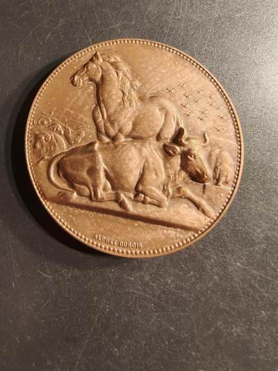 老王徽章第160期 -  法国畜牧业大铜章     直径50mm.    重量64.1g