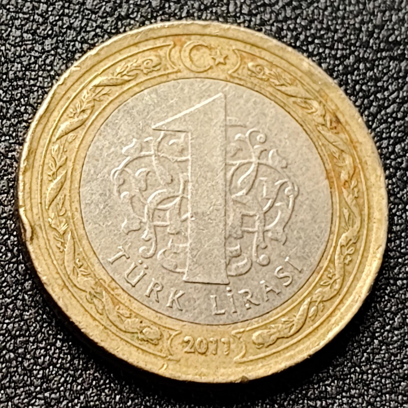 泉币菌-第121场-精品福利场 土耳其2011年1里拉 国父凯末尔总统 双色币 26.15mm