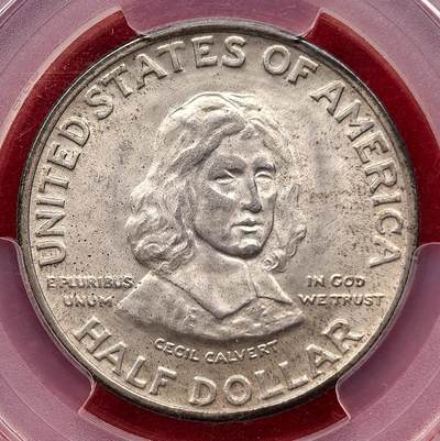 凡希社世界钱币微拍第三百十三期 - 1934，美国马里兰州纪念半美元PCGS-MS66，粉光淡彩，极品。