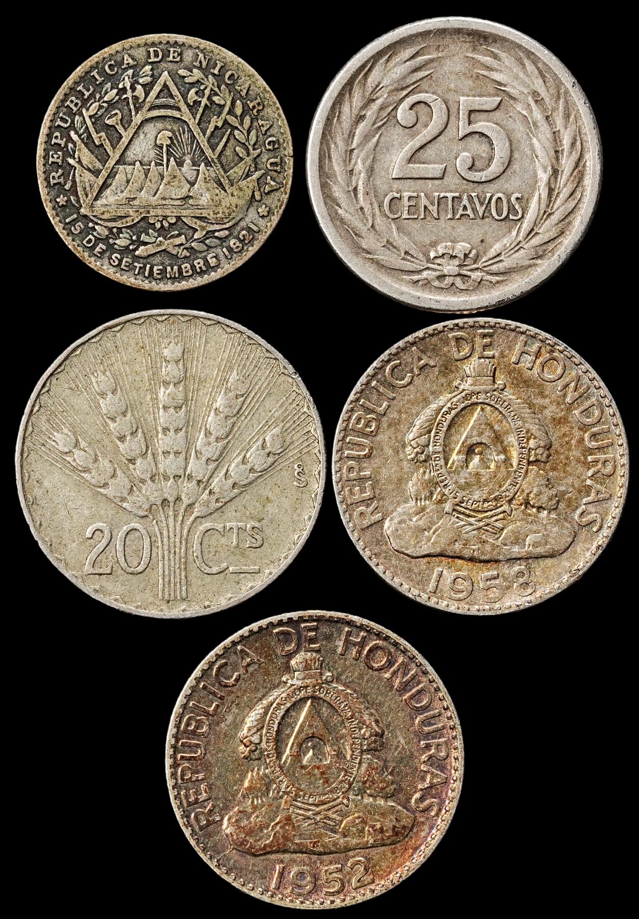 修遠堂世界钱币第九十一期 拉美旧银币一组 总重11.76g