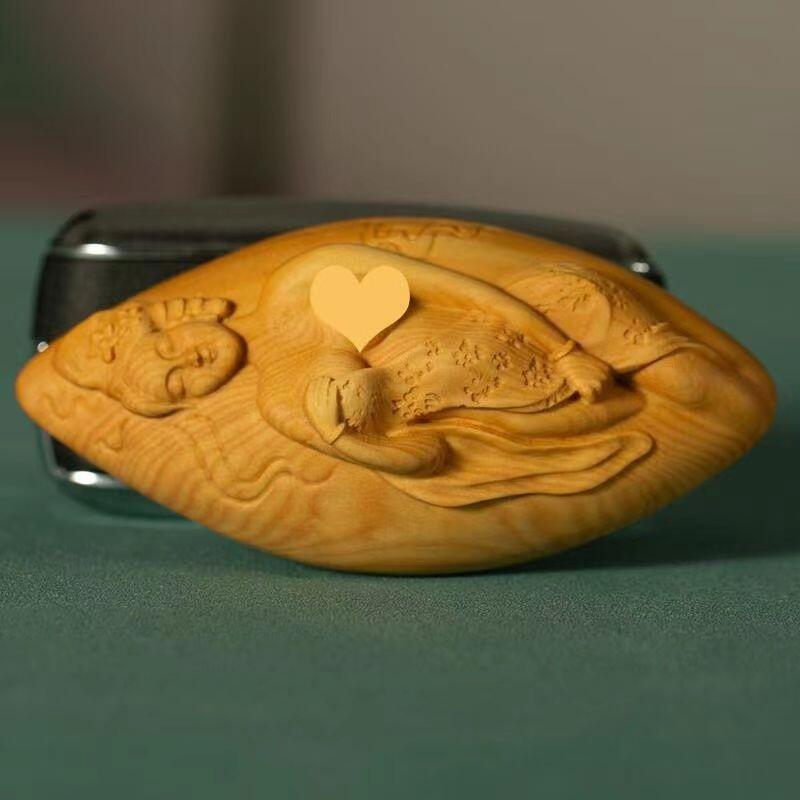 听雨轩（14）木雕 小叶黄杨木雕刻手把件 性感美女 8cm