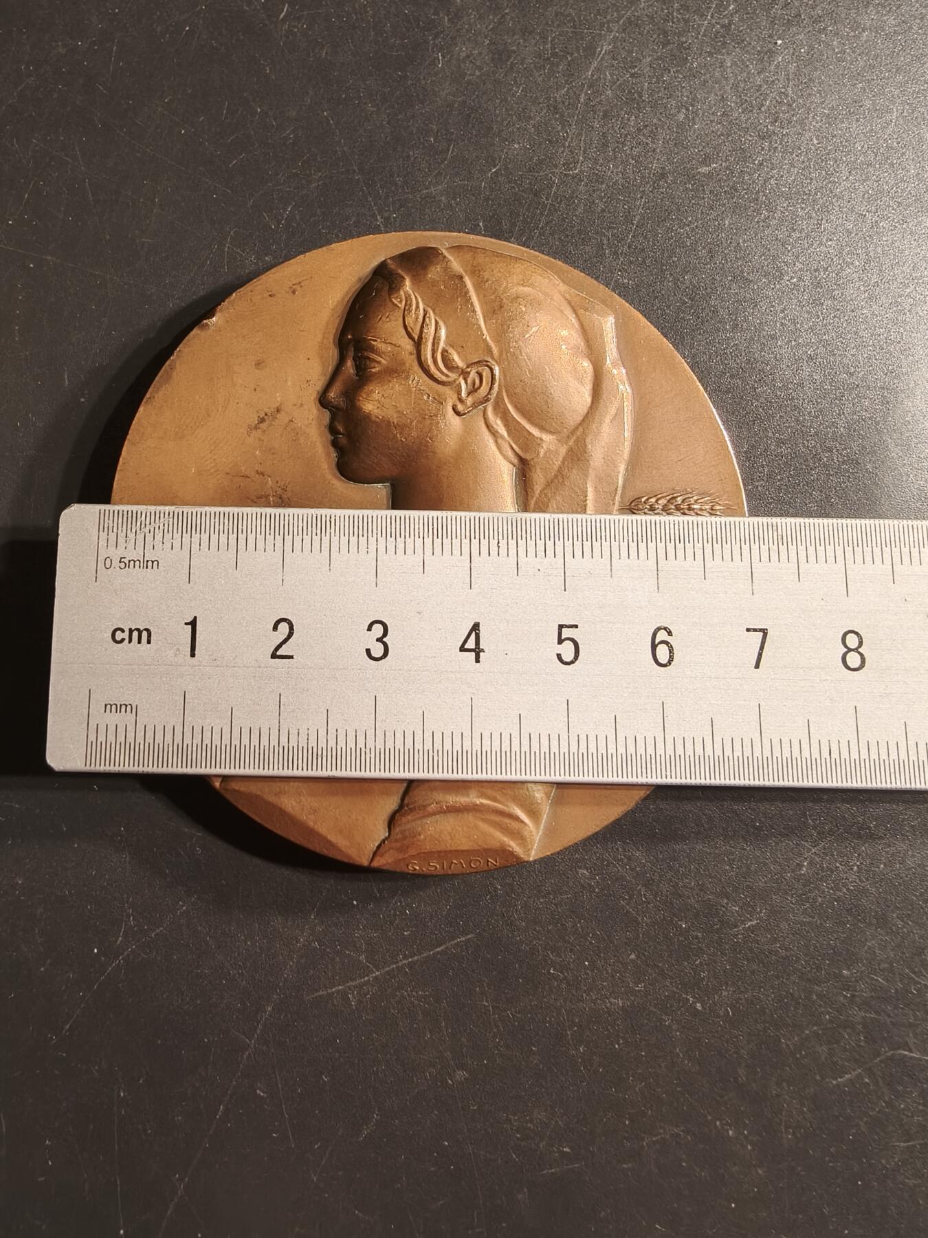 老王徽章第160期 法国巴黎信贷银行大铜章     高浮雕     直径68mm.    重量180g