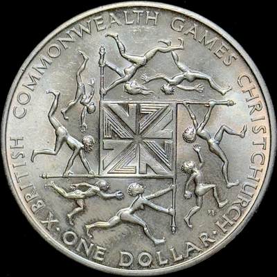 ＜小葵钱铺＞第64期·克朗币·套币·银币场·满200包邮，不寄存·3号发货 - 新西兰1974年英联邦运动会1元克朗型纪念币