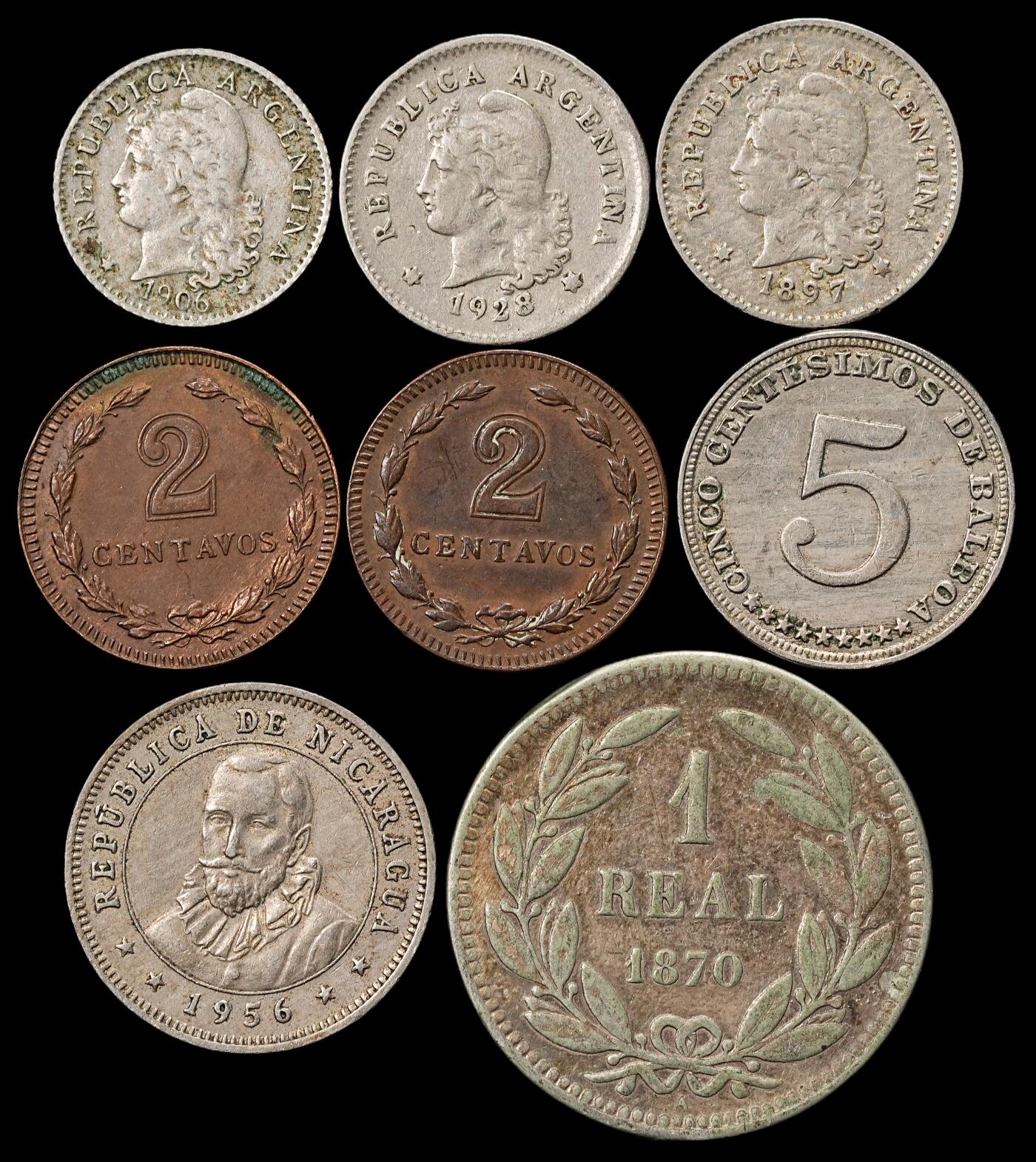 修遠堂世界钱币第九十一期 拉美旧钱币一组 一枚边有焊点