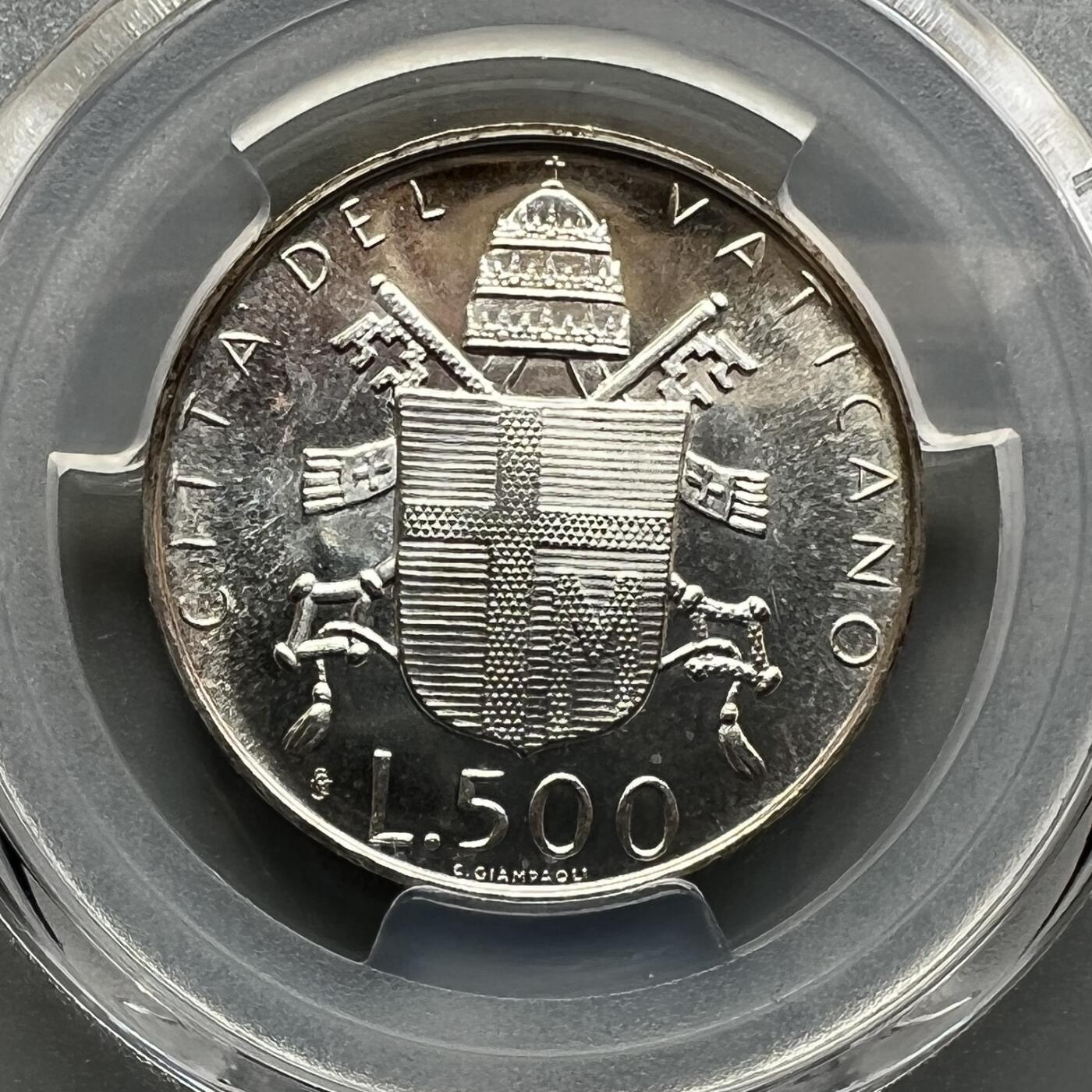 PCGS MS66 梵蒂冈1980年500里拉银币