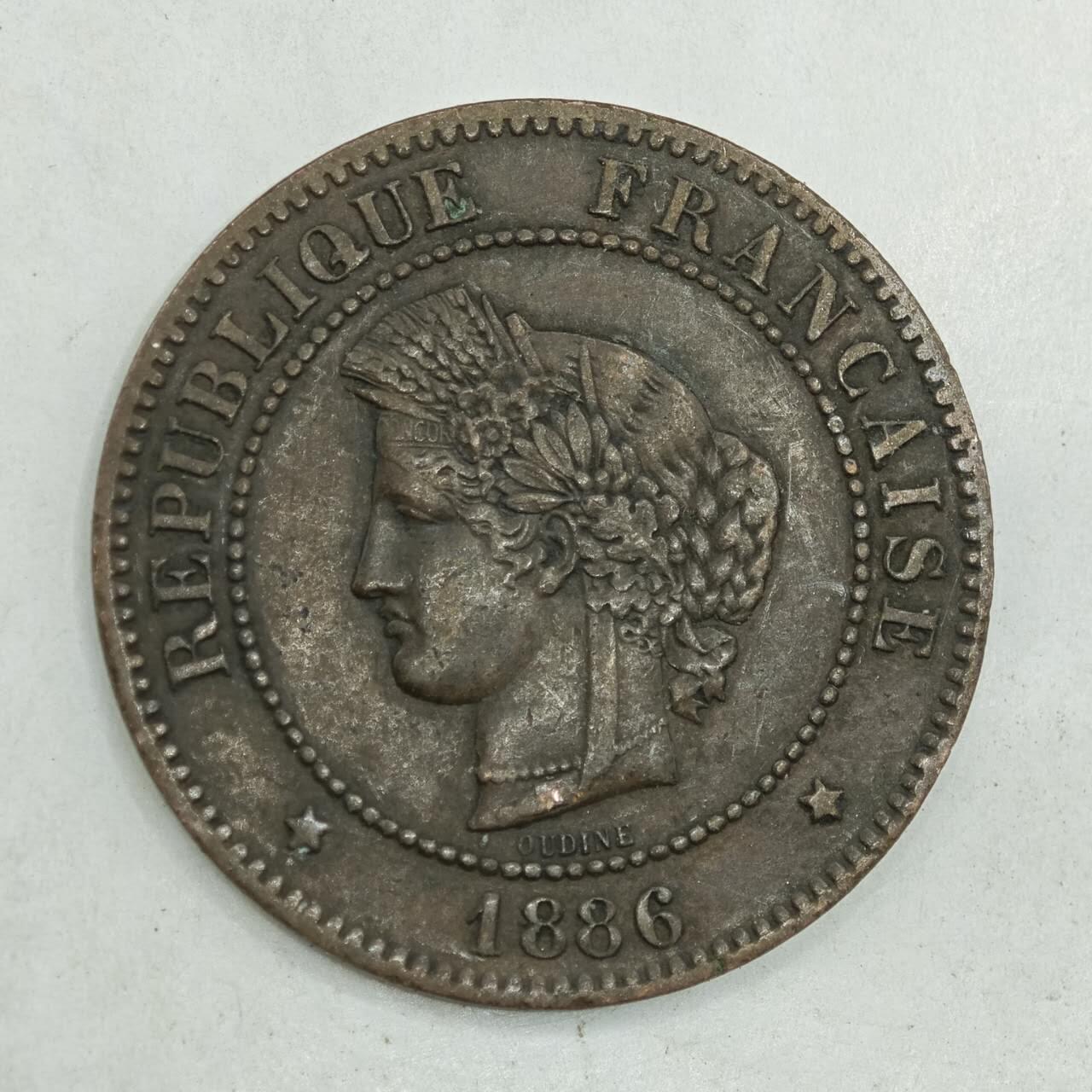 【淘币小摊】限时拍第七百八十四拍  老铜币场  满百包邮可预留两周  周一统一发货  法国1886年谷物女神5分铜币