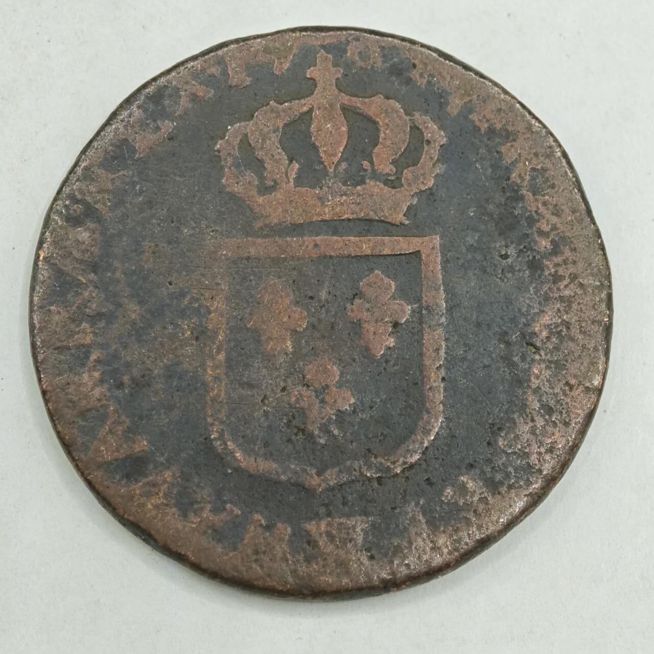 【淘币小摊】限时拍第七百八十四拍  老铜币场  满百包邮可预留两周  周一统一发货  英国路易十六1LIARD铜币