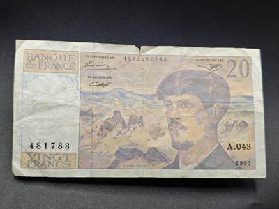 【淘币小摊】实时拍第七百八十三拍   无佣金纸币福利场   满百包邮可预留二周 每周一统一发货   - 法国20法郎