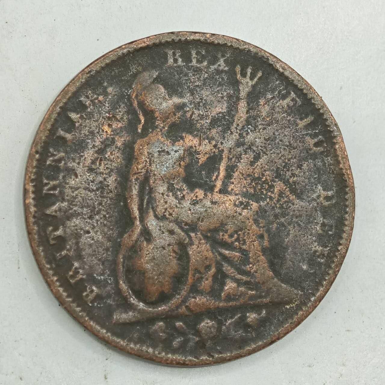 【淘币小摊】限时拍第七百八十四拍  老铜币场  满百包邮可预留两周  周一统一发货  英国1826年乔治四世法新铜币