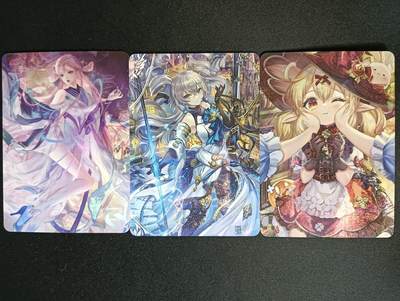 花开卡拍第45期（11月2号周日截拍，品控勿拍!!!拍品不寄存，运费5元，自制卡难免瑕疵，可能存在轻微撞角爆边等出厂瑕疵，品控介意勿拍！） - 原神与王者荣耀 3张 纱布闪与彩闪