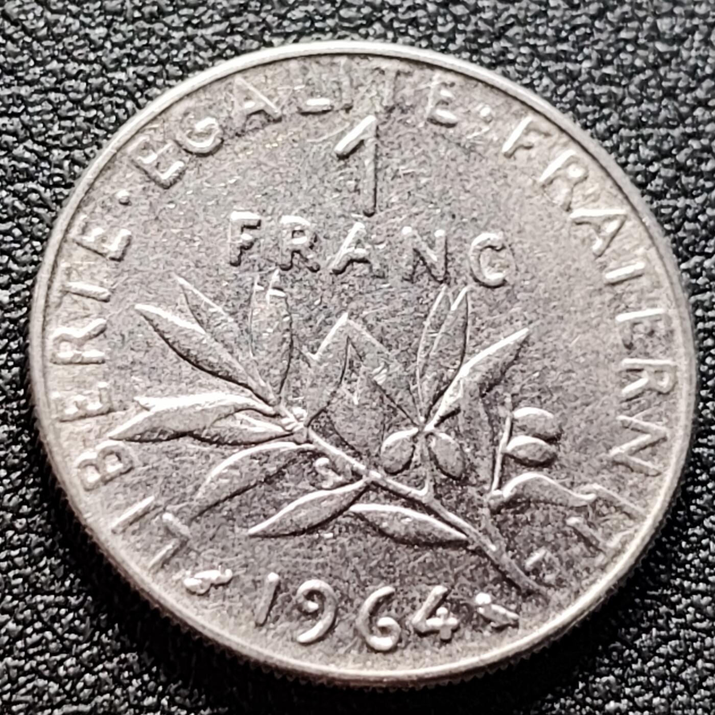 泉币菌-第122场-精品福利场 法国早期（1964年）1法郎镍币 播种女神 入欧前 末版 绝版币