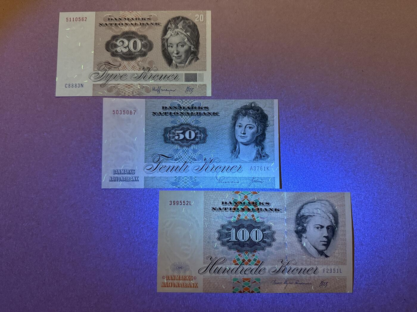 《艾美收藏》第218期-11.2周日外币荟萃 丹麦20、50、100克朗3张 UNC 动物版 原票绝品 全部无4