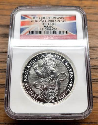 凡希社世界钱币微拍第三百十三期 - 2016英国皇冠狮子5镑大银2盎司加厚NGC-MS69