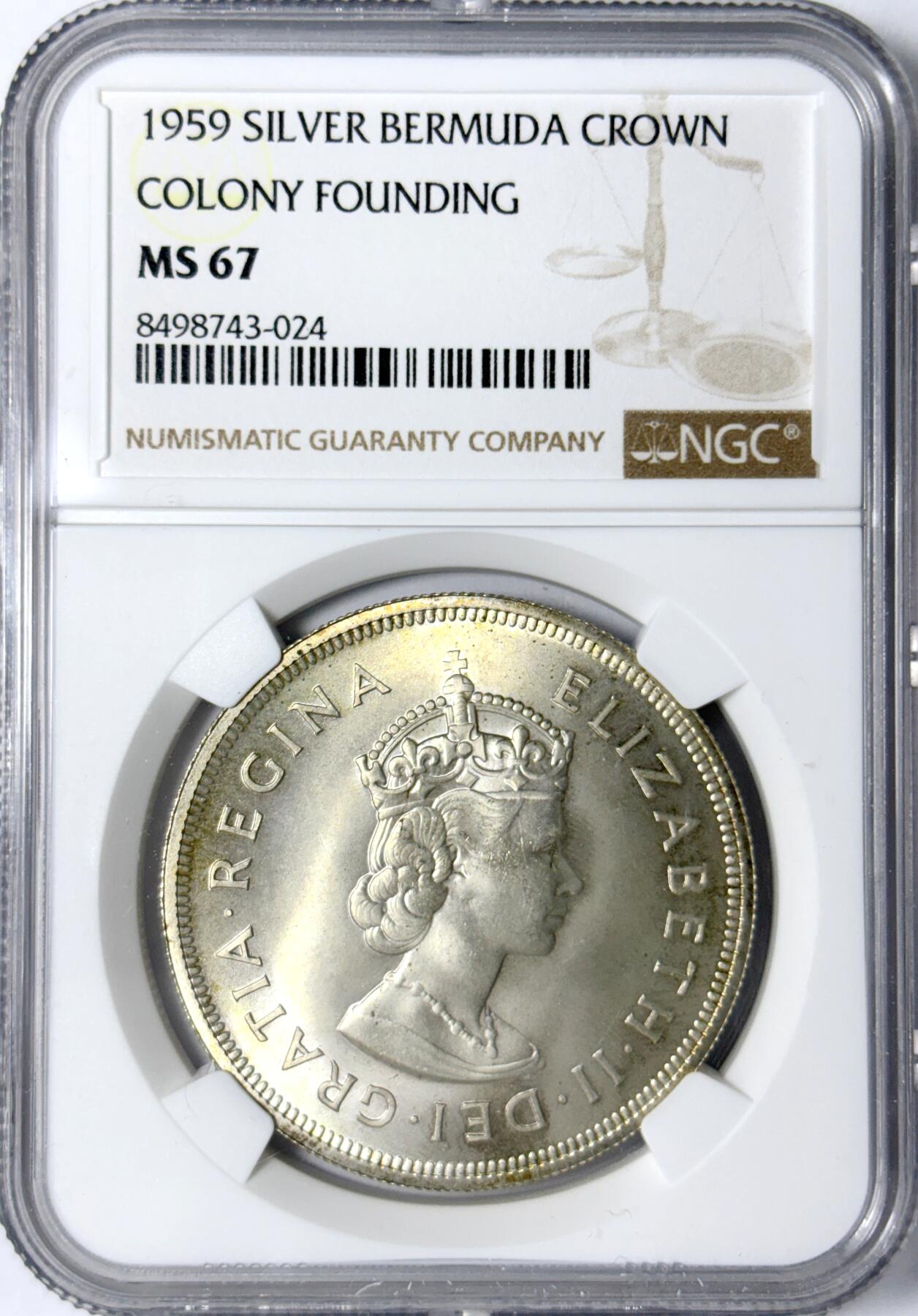 【雨安】【世界币章112-113期】周五/周六 两场连拍 2025-11-01 周六 19:30 保真 8秒倒数自动落锤 高效拍卖 [评级美洲] Bermuda 百慕大 1元 1959年 发现殖民地 NGC-MS67