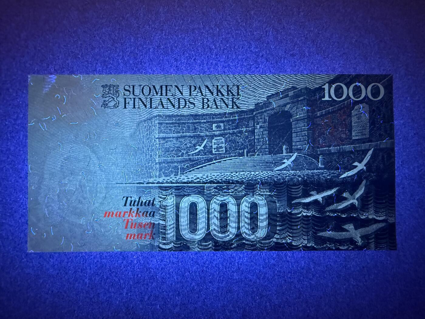 《艾美收藏》第218期-11.2周日外币荟萃 芬兰1000马克 UNC 末版 芬兰议员屈德纽斯 原票好品 仅一个角轻微荧光