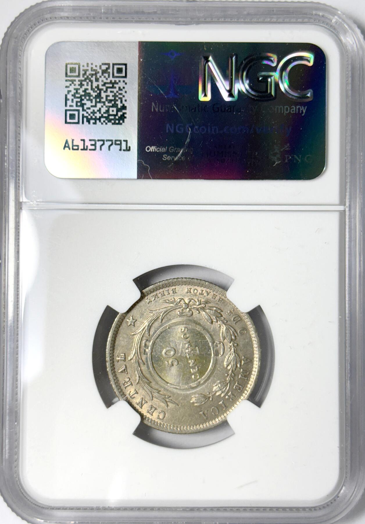 【雨安】【世界币章112-113期】周五/周六 两场连拍 2025-11-01 周六 19:30 保真 8秒倒数自动落锤 高效拍卖 [评级美洲] Costa Rica 哥斯达黎加 50分 1923年 NGC-MS63