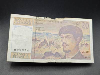 【淘币小摊】实时拍第七百八十五拍   无佣金纸币福利场   满百包邮可预留二周 每周一统一发货   - 法国20法郎