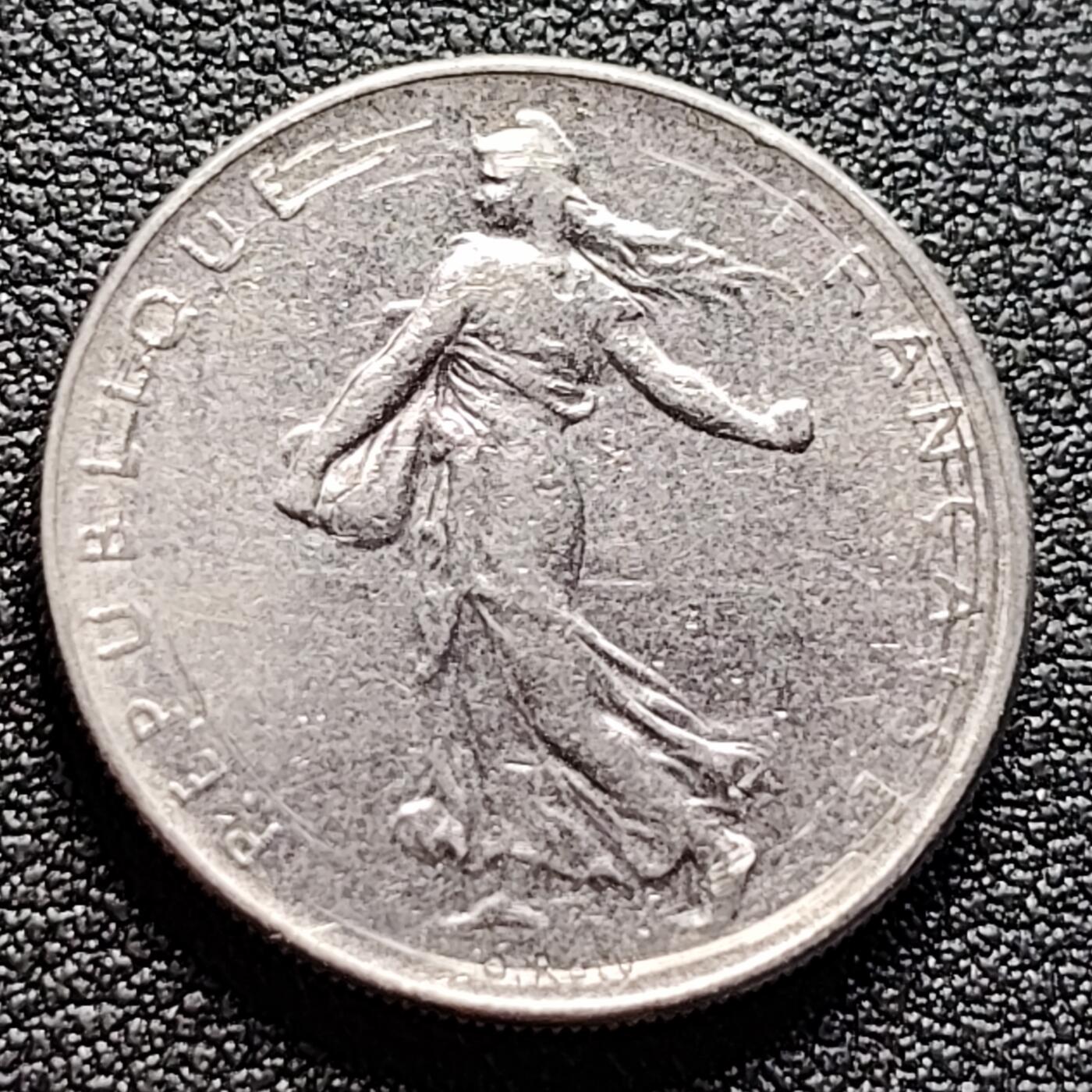 泉币菌-第122场-精品福利场 法国早期（1964年）1法郎镍币 播种女神 入欧前 末版 绝版币