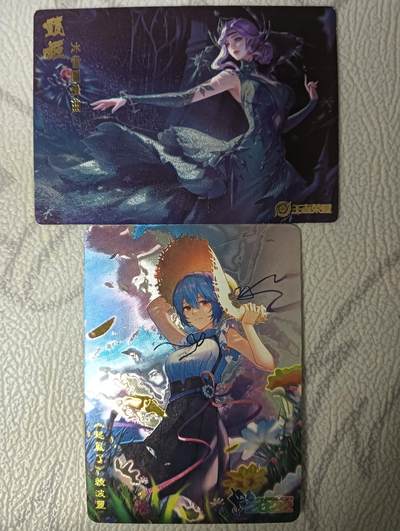 花开卡拍第45期（11月2号周日截拍，品控勿拍!!!拍品不寄存，运费5元，自制卡难免瑕疵，可能存在轻微撞角爆边等出厂瑕疵，品控介意勿拍！） - 王者荣耀与绫波丽 2张 粗闪与光刻