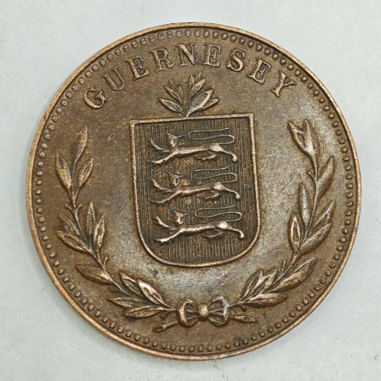 【淘币小摊】限时拍第七百八十四拍  老铜币场  满百包邮可预留两周  周一统一发货  根西岛1947年8道布铜币