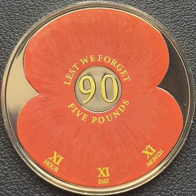 ＜小葵钱铺＞第64期·克朗币·套币·银币场·满200包邮，不寄存·3号发货 - 泽西岛2011年罂粟花·90周年5镑彩色克朗型纪念币